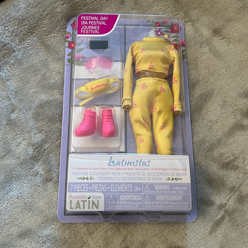 New Latinistas Festival Day Doll Clothes Yellow Tracksuit Set with Accessories